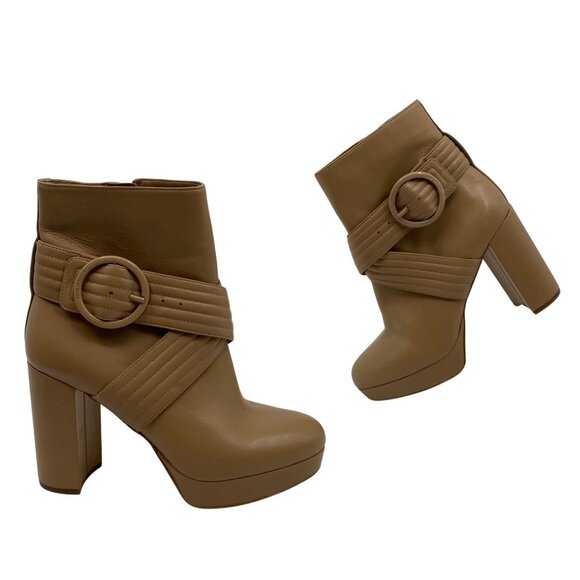 Michael Kors Tan Leather Ultra-High Heeled Boots | Size 7.5 - Picture 1 of 7